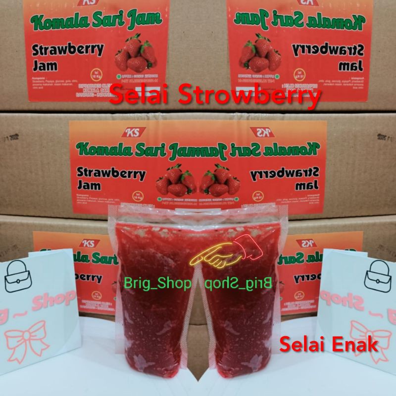 

Selai stroberry Strawberry Enak manis isian roti donat bolu gulung Kumala Sari Jam repacking 500gram