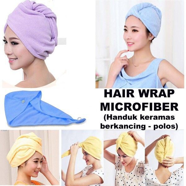 ZILLO Handuk Rambut Kain Pengering Rambut Handuk Kepala Motif Polos Magic Towel Bahan Microfiber Lembut