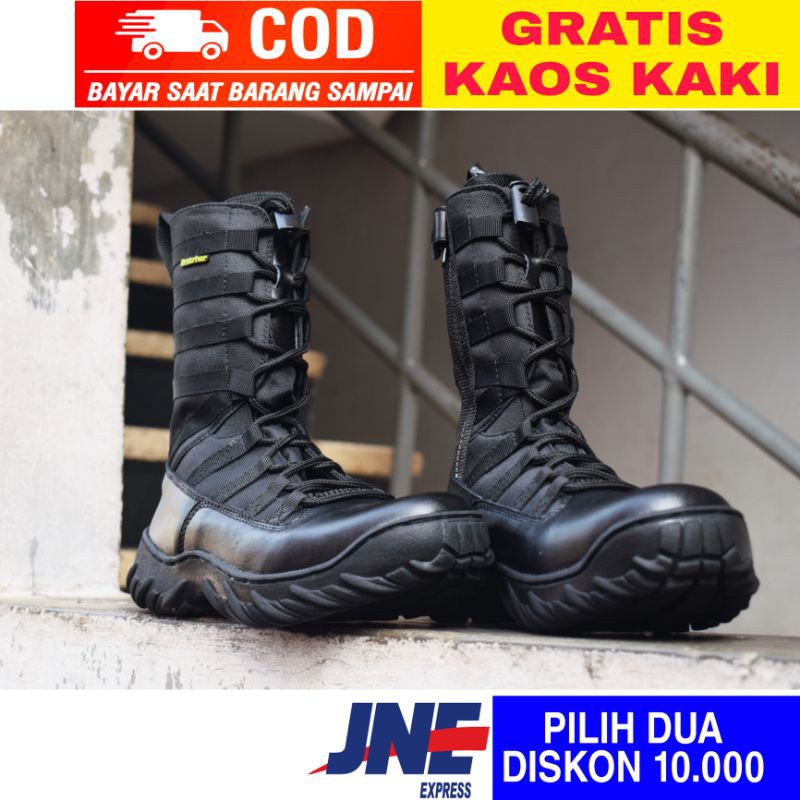 Sepatu pdl ninja dari bahan kulit untuk dinas lapangan bahan utama kulit dan kanvas anti air