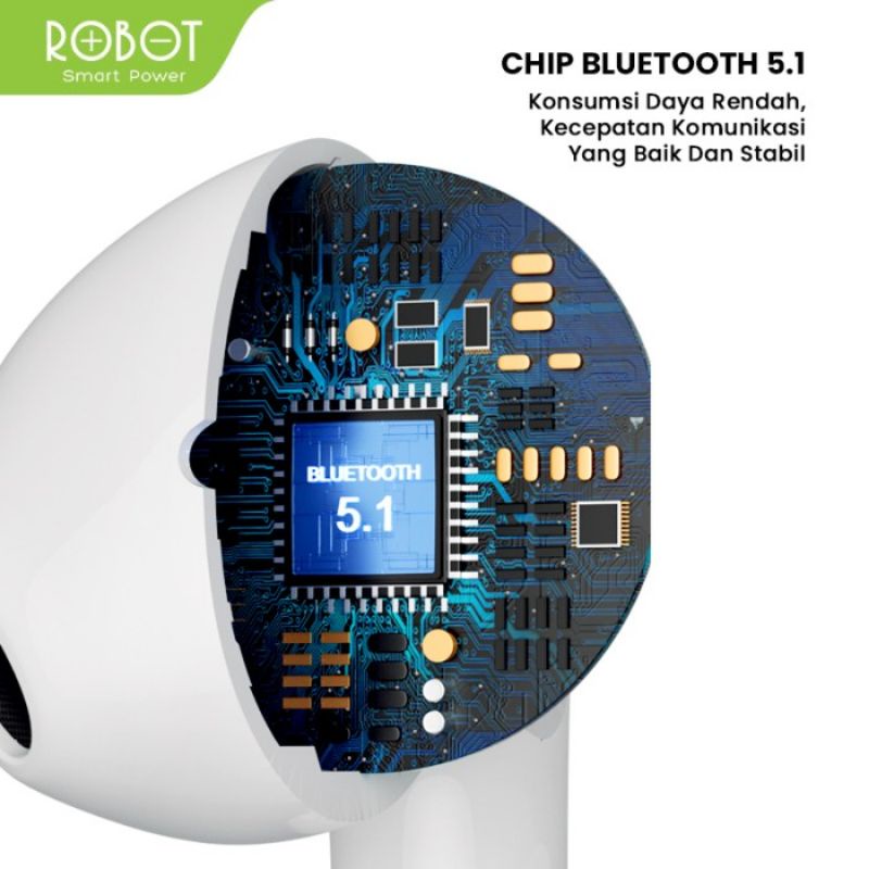 Robot Airbuds T50 Headset Bluetooth 5.1 Wireless Earphone Earbuds IPX4 TWS-2