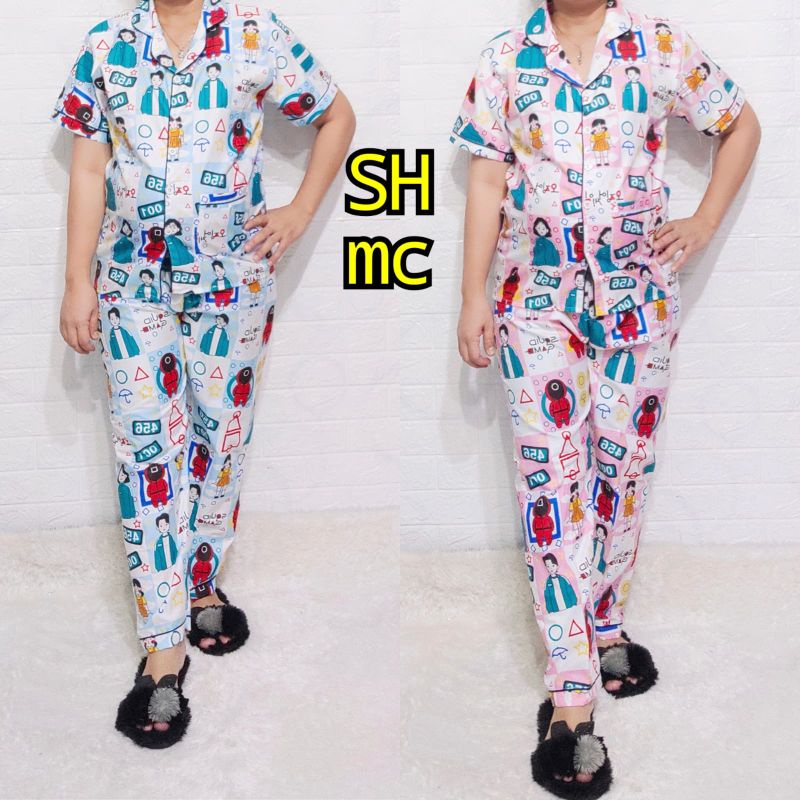 Baju Tidur Piyama Wanita Motif Squid Game Pajamas Katun  / Baju Tidur setelan Wanita katun CP dewasa Terbaru Bigsize Kekiniaan