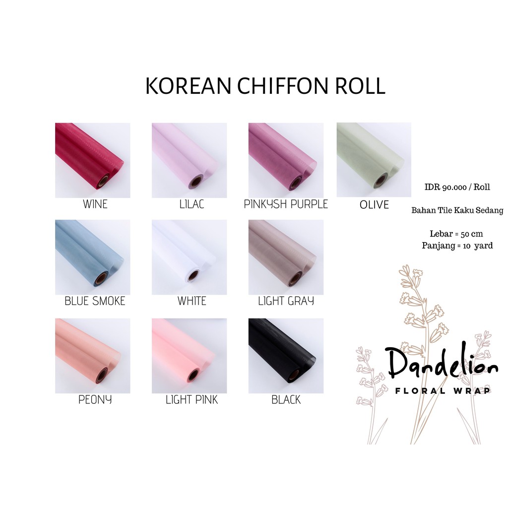 

KOREAN CHIFFON ROLL PREMIUM BAHAN MESH FLORAL WRAP (1 ROLL)