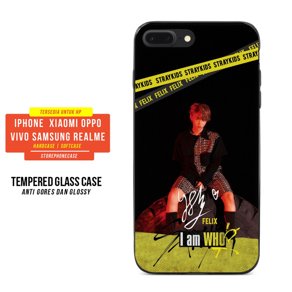 CASING HANDPHONE TEMPERED GLASS CASE iPHONE SAMSUNG XIAOMI VIVO OPPO REALME STRAY KIDS IM WHO IMAGE 