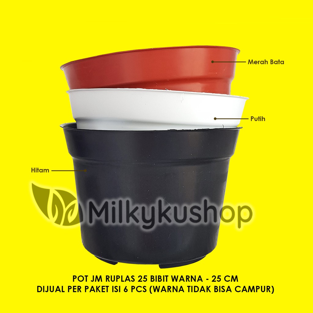 POT JM RUPLAS 25 BIBIT WARNA 25 CM - PAKET 6 PCS - POT BUNGA TANAMAN