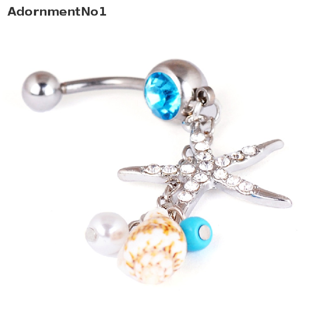 (AdornmentNo1) Anting Tindik Perut / Pusar Bahan Surgical Steel Desain Bintang Laut / Keong Hias Kristal Untuk Wanita