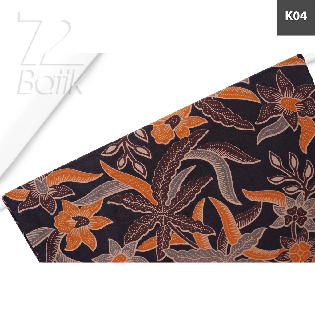 KAIN BATIK PREMIUM Bahan Katun Motif Kembang Setaman Warna Hitam Ireng Orange 725587 Cap 72 Jarik Jarit Samping Kebat Panjang Batik Katun Modern Premium Bahan Seragam Batik Pernikahan Kantor Keluarga Murah Kamen Jadi Batik Bali Lembaran