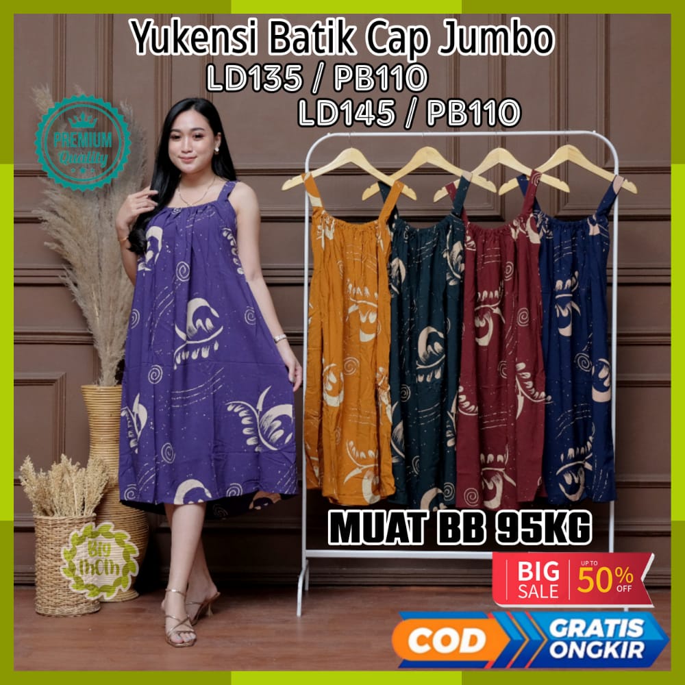 Baju Daster Tidur Wanita Jumbo Busui Kekinian Tanpa Lengan Ld 140 XXXL Rayon Premium Batik Cap Pekal
