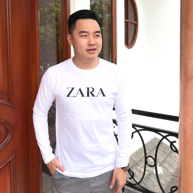 T-shirt ZARA / kaos cowok ZARA lengan panjang / baju pria ZARA lengan panjang