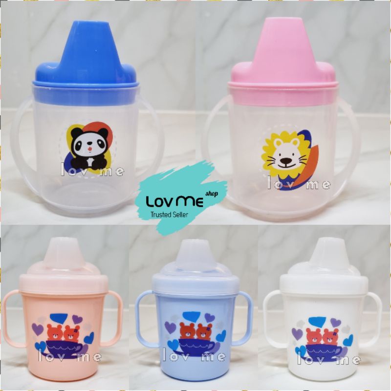 lov me❤Lusty Bunny Gelas Sippy Cup Cangkir Spout dengan 2 handle Pegangan Gl1296 Gl1289