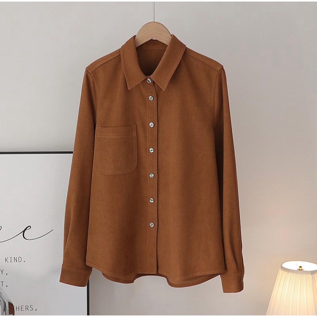 KEMEJA BLOUSE CASUAL / BASIC SHIRT LONG SLEEVE / ATASAN KOREA / TOP CASUAL WANITA / KEMEJA WANITA POLOS