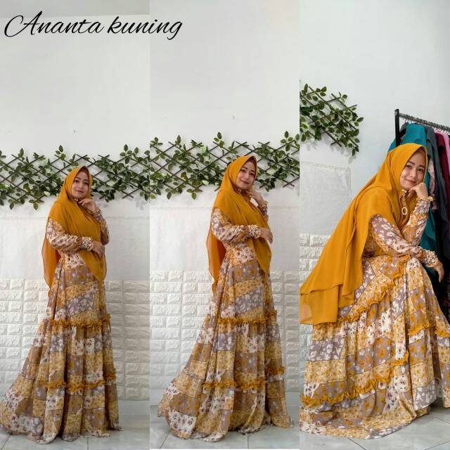 GAMIS ORI ARRAFA SYARI // GAMIS MUSTARD /GAMIS GOLD/ SET SYARI