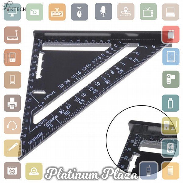 

VKTECH Penggaris Siku Mistar Triangle Ruler Aluminium 7 inch - A10D01 - Black