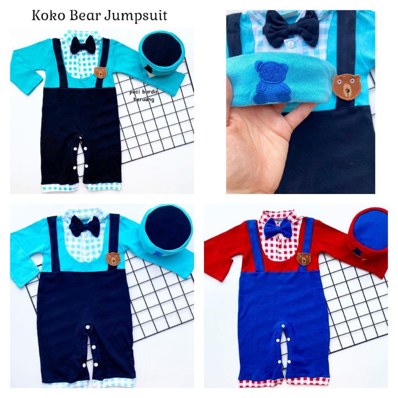 [0-18 bulan] PAKAIAN MUSLIM BAJU KOKO AQIQAH BAYI LAKI-LAKI ROMPER BAYI LAKI LAKI KOKO BEAR JUMPSUIT