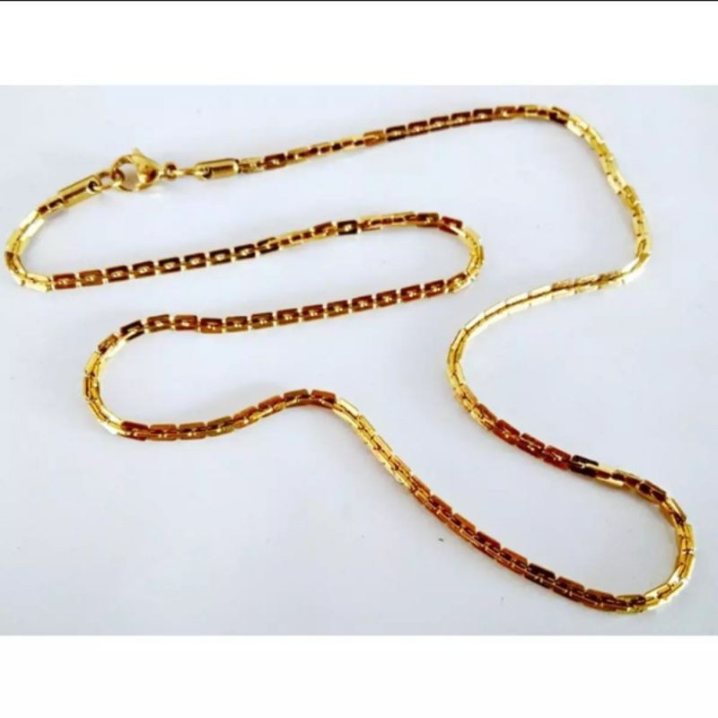 Kalung Titanium Asli Wanita Motif Belimbing Emas 24k Anti Karat