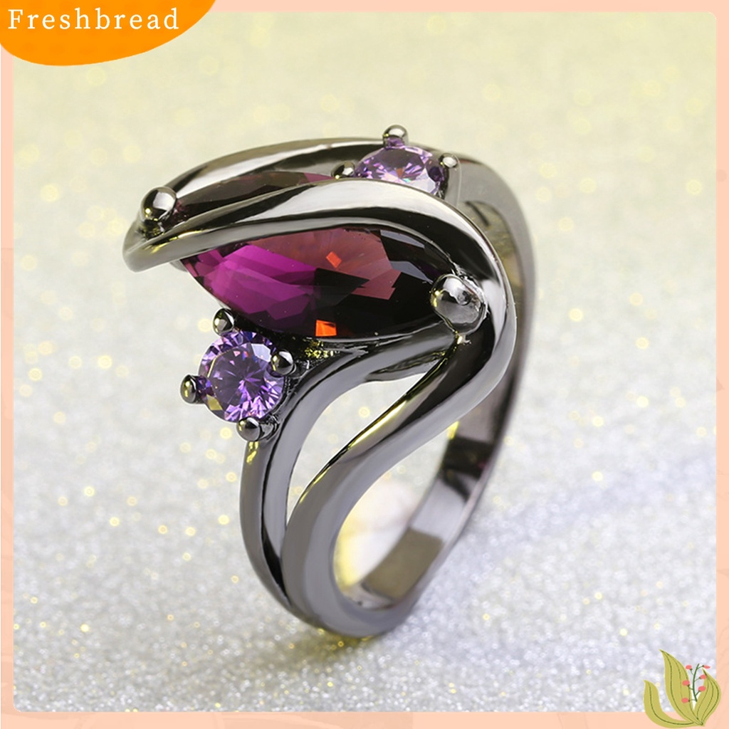 Terlaris Women Fashion Romantic Faux Sapphire Horse Eye Shaped Hollow Out Ring Jewelry