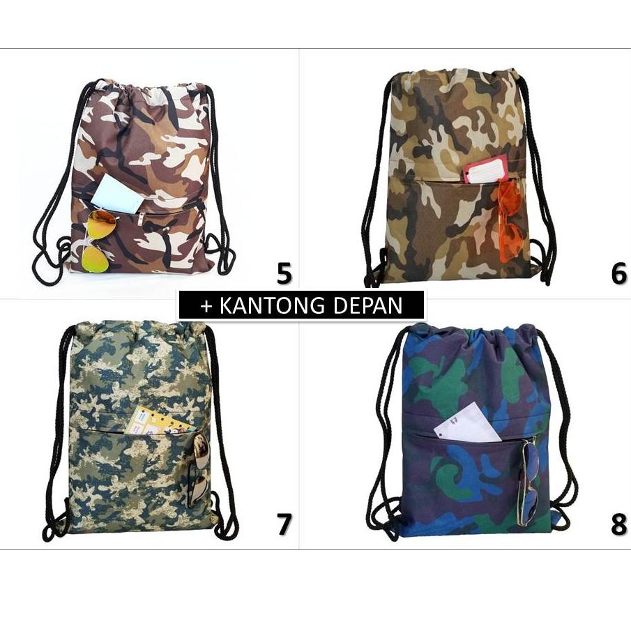 (SIAP KIRIM..) String Bag Army US / Drawstringbag Pixel Tentara / Tas Serut Marine Parachute Lopez
