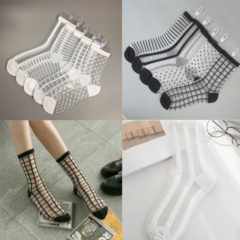 Kaos Kaki Transparan Garis Dewasa Kaos Kaki Model Korea Korean Sock