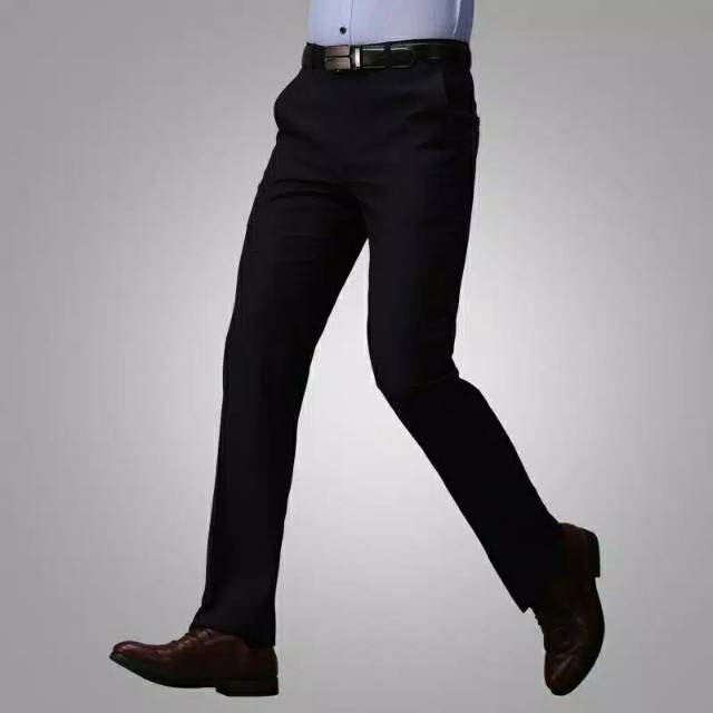 Celana Kerja Pria Kantor Formal Model Slimfit Hitam Abu-abu Bahan Katun Twist Size 27-38