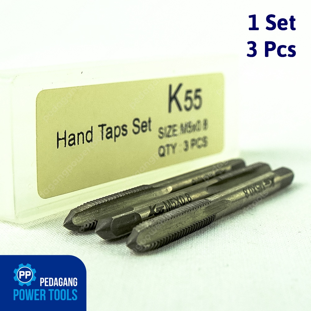 K55 SET 3 PCS HAND TAPS M5 X 0.8 MATA HANDTAP M 5 BUAT DRAT ULIR BAUT