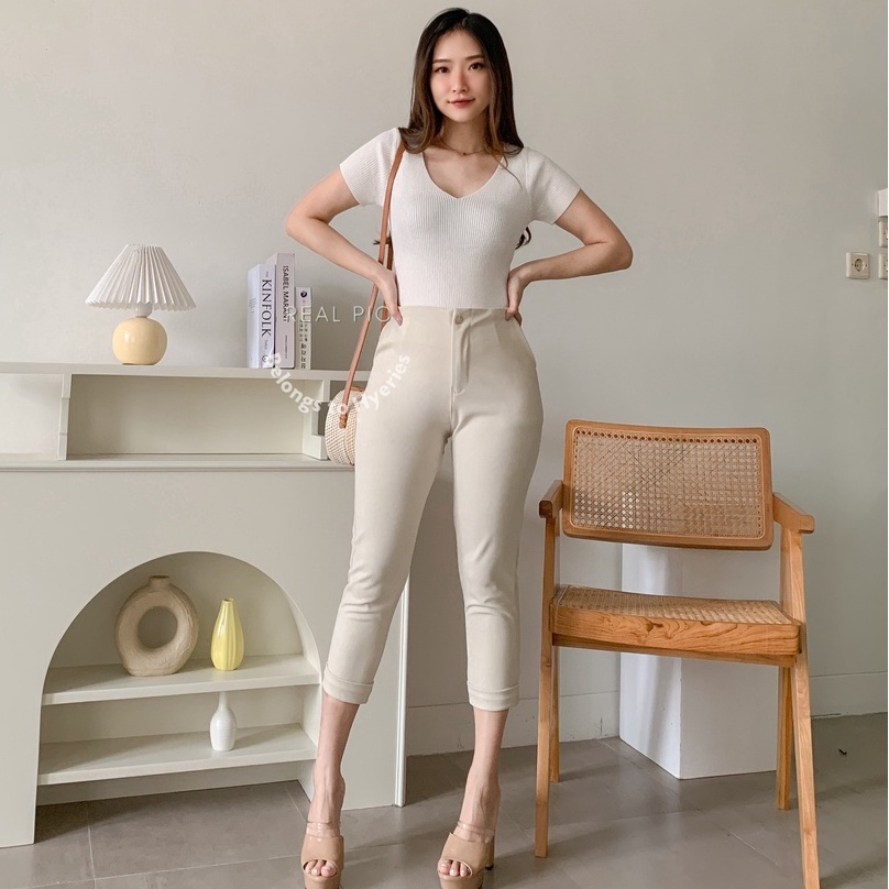 HYERIES COMFY ++ HARISU 7/8 Highwaist Pants / Celana Panjang Wanita /  Long Pants / Celana Kerja Wanita / Slim Fit Pants / Celana Kasual Wanita / Celana Hitam / Celana Pensil Wanita / Celana Scuba / Celana Korea