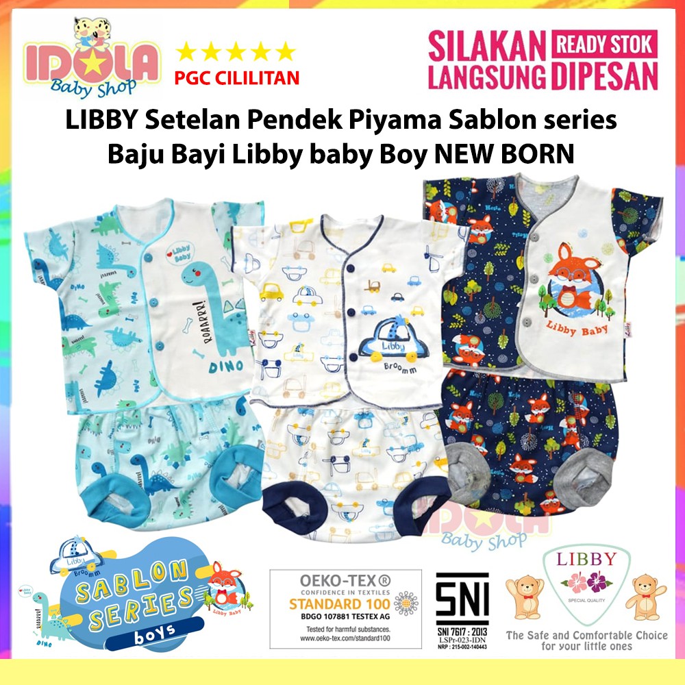  LIBBY  Setelan Pendek Piyama Sablon series 3pcs Baju  Bayi  