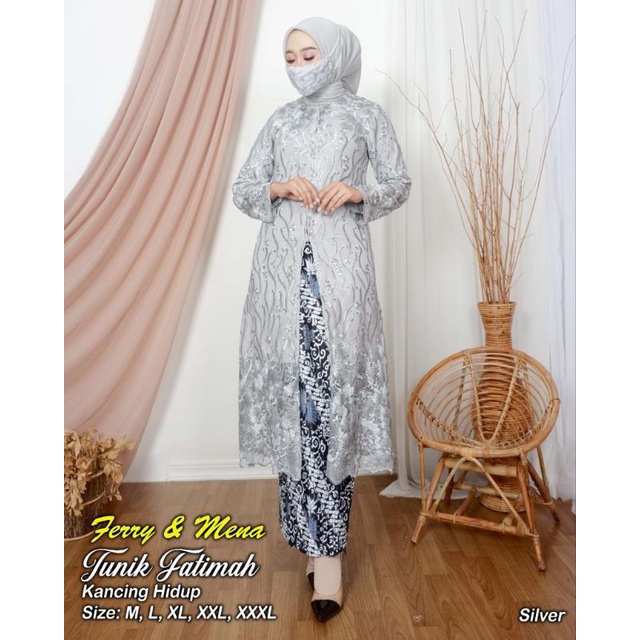 TERLARIS Kebaya Modern Set Kebaya Tunik Brukat Busui Kancing Depan Baju Kebaya Pesta Kondangan