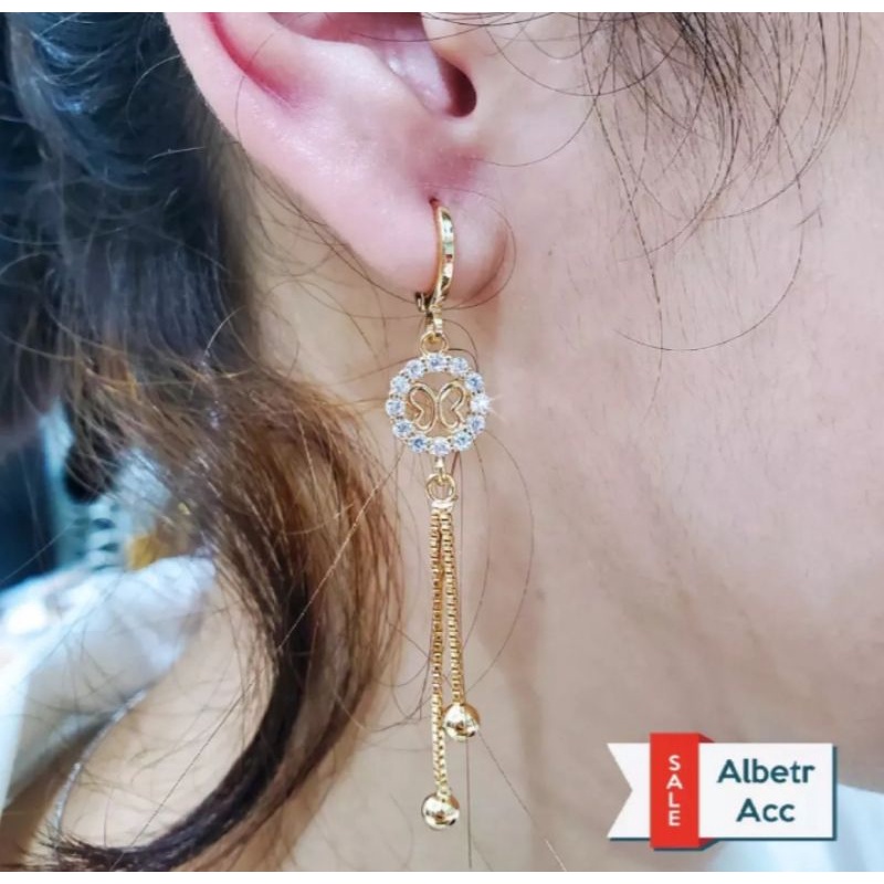 anting juray kupu bulat Rosegold bahan titanium fashion wanita anti luntur dan karat