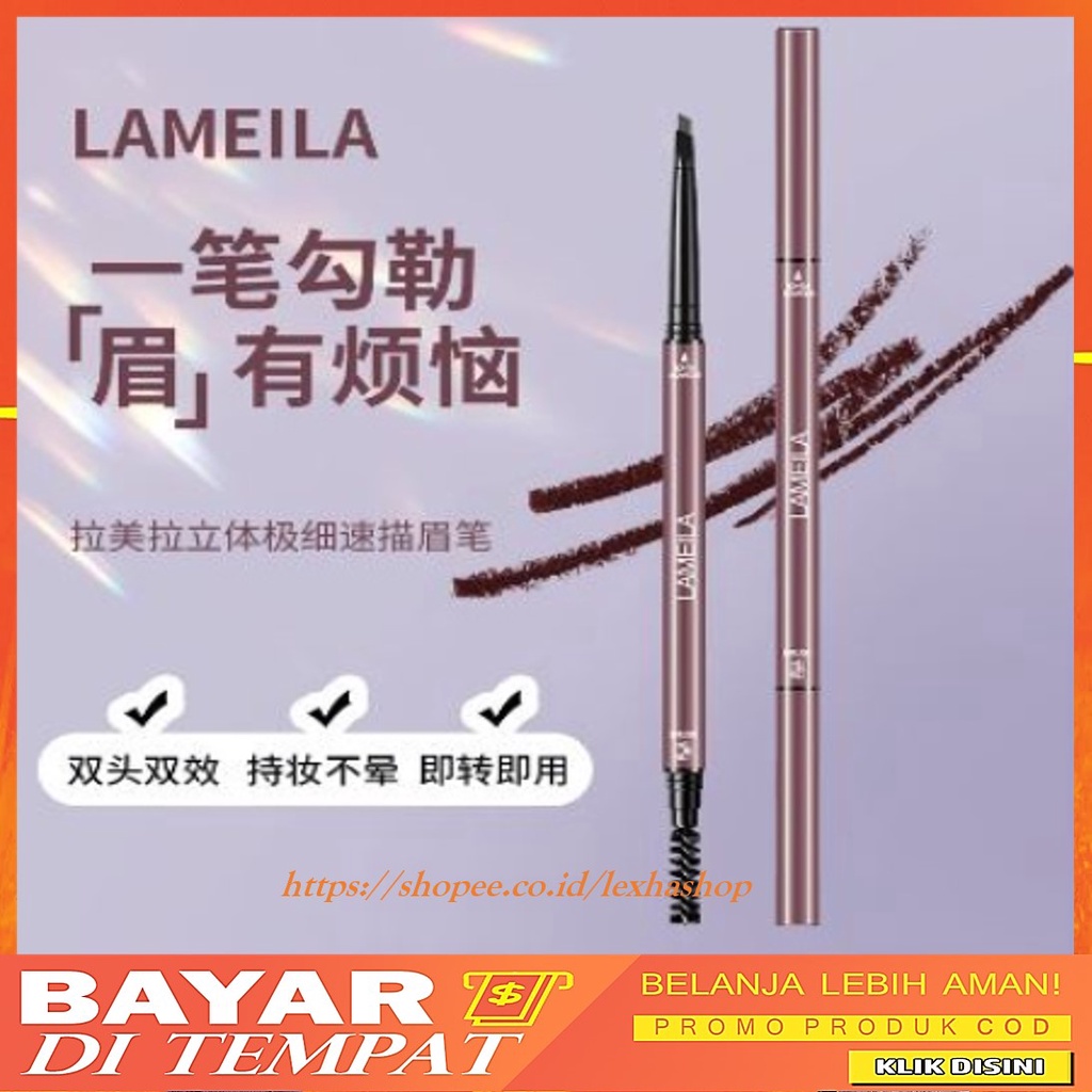 Lameila Pensil Alis Double Heads Eyebrow Pencil Lasting Waterproof 4 Warna DJ 832