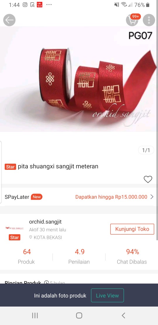 Pita Shuangxi Shuang Xi Sangjit Meteran