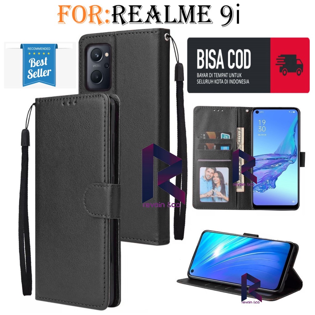 NEW REALME 9i CASE FLIP WALLET LEATHER KULIT PREMIUM SARUNG BUKA TUTUP FLIP CASE REALME 9i