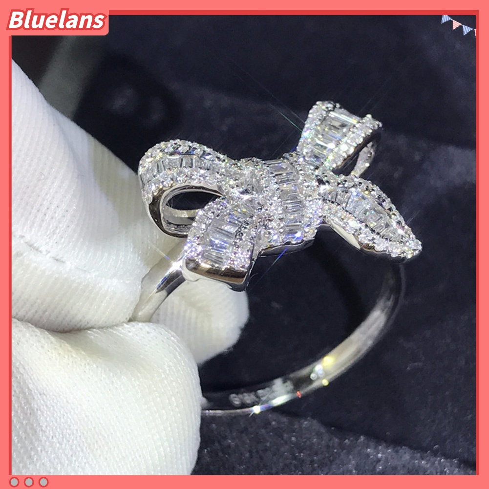 Cincin Desain Pita Aksen Berlian Imitasi Untuk Wanita