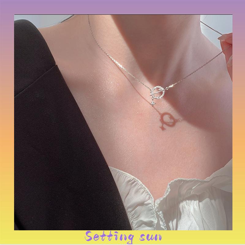 Planet Kalung Wanita Ringan Mewah Desain Niche Flash Diamond Temperamen Pacar Super Lembut TN