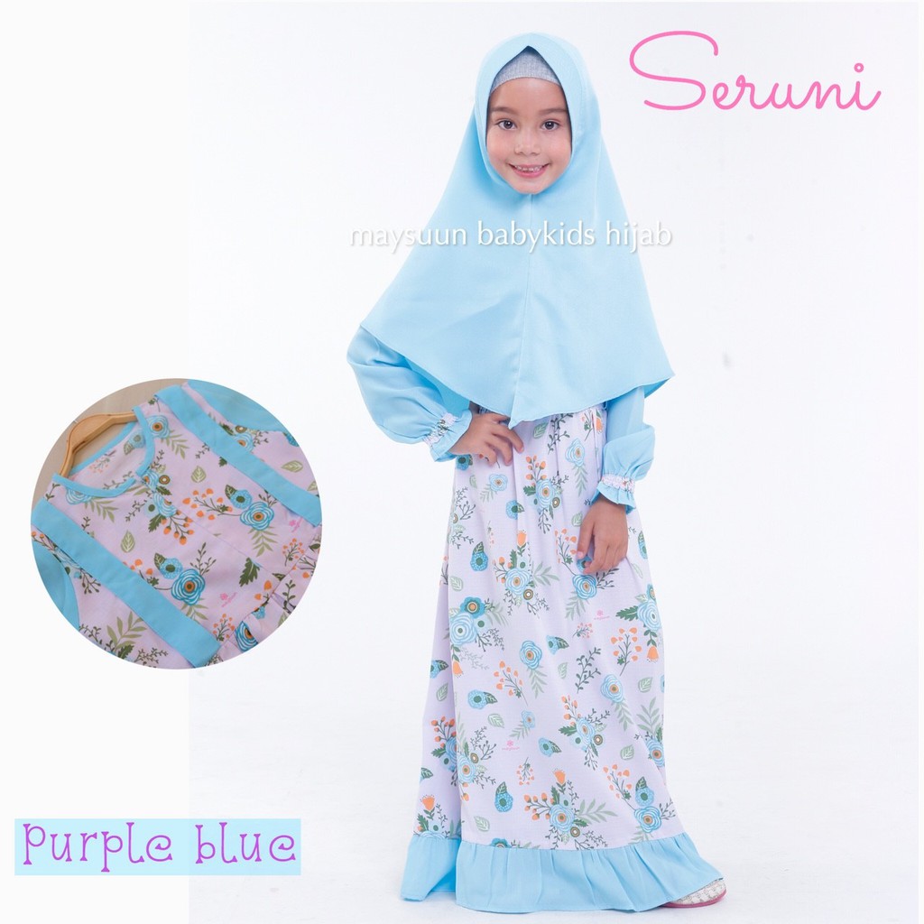 Baju Gamis Anak Perempuan Terbaru Busana Muslim Motif Bunga Murah Modern Warna Biru Gamis Only Shopee Indonesia