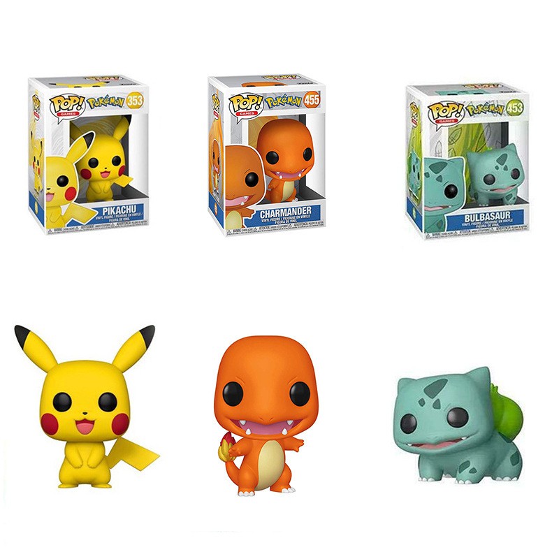 1pc Mainan Action Figure FUNKO POP Anime Pokemon Bulbasaur Charmander Pikachu Bahan PVC Untuk Hadiah