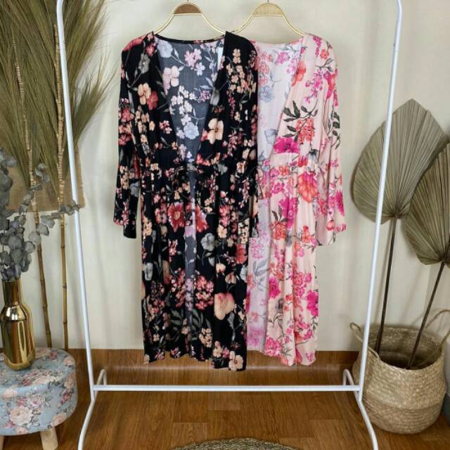 Flowery vintage outer/ outer-cardigan-panjang-cardigan bunga