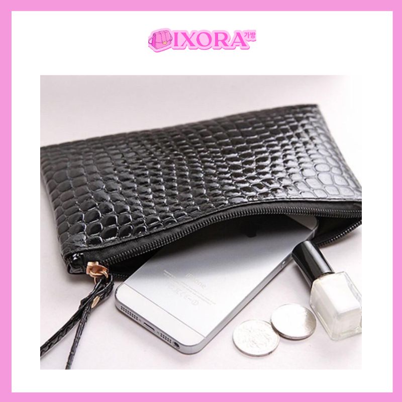 POUCH CROCO DOMPET WANITA CROCO HITAM MURAH