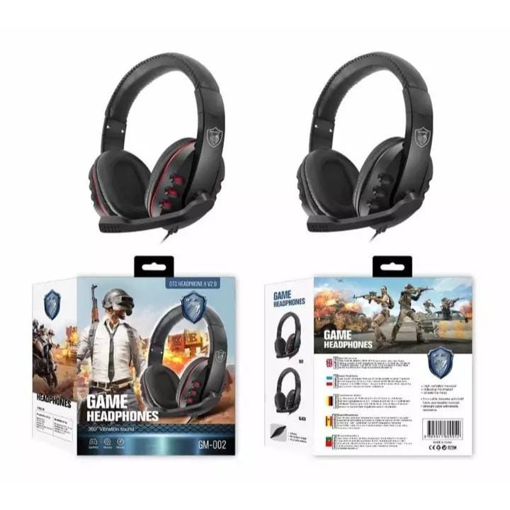 Headphone Gaming GM-002 + Microphone Pakai Kabel - Headphone Gaming