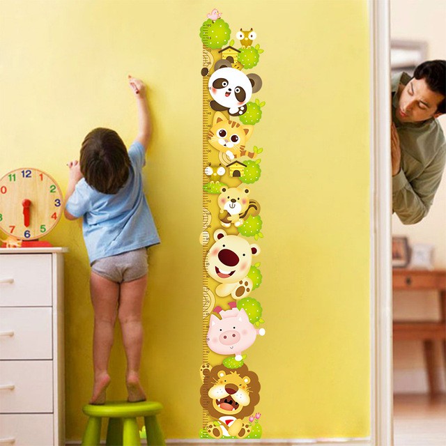 RELIZA WALL STICKER PENGUKUR TINGGI BADAN POHON ANAK ANIMAL HEWAN STICKER DINDING ABC1014