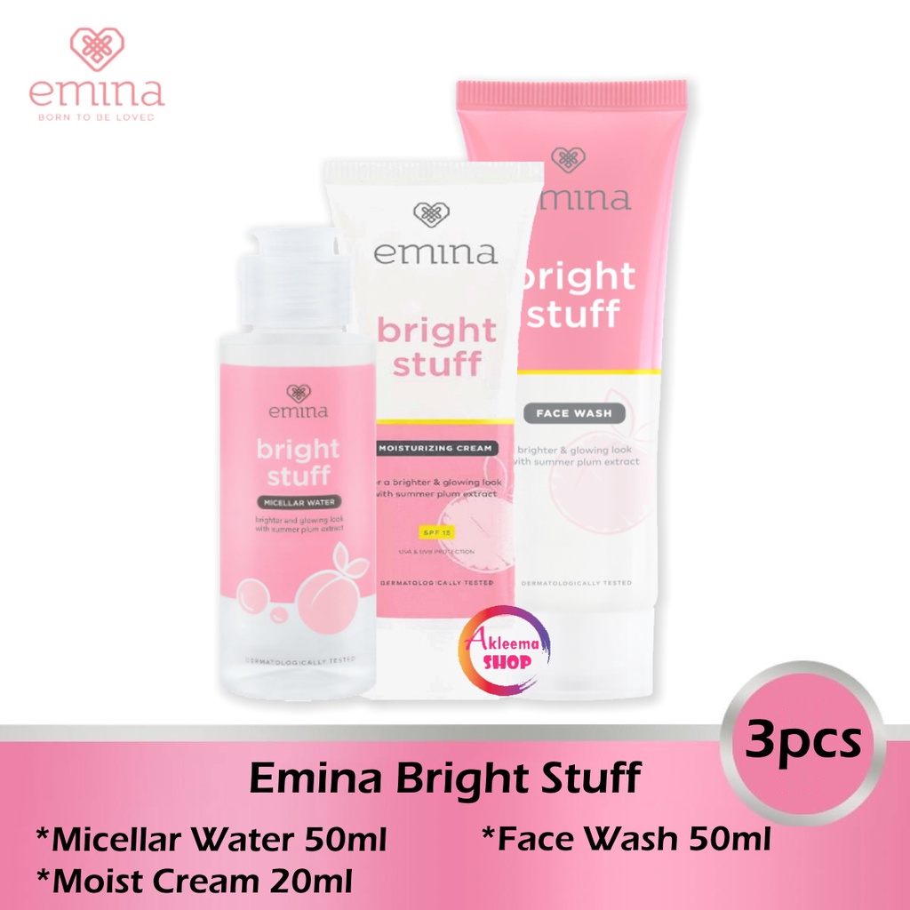 Paket Ekonomis Emina Bright Stuff 3pcs (Micellar Water 50ml+Moist Cream 20ml+Face Wash 50ml)