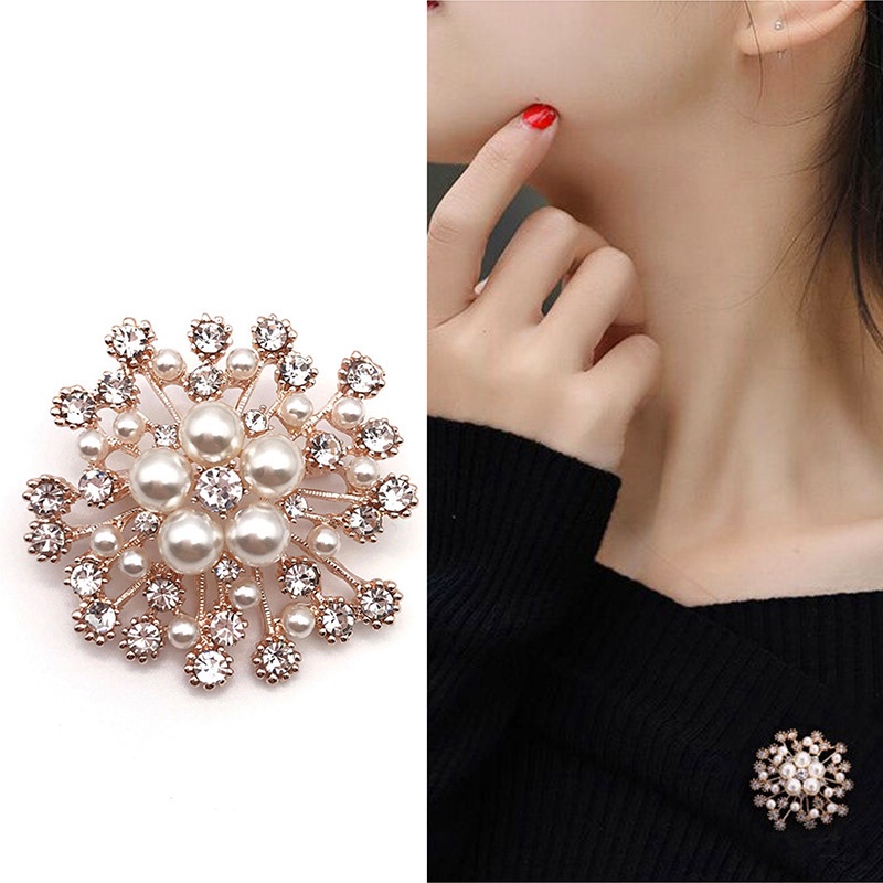 Candy Jewelry Fashion Korean Butterfly Brooches Gold Color Pearl Brooch Pins Rhinestone Breastpin for Women bros hijab-Won