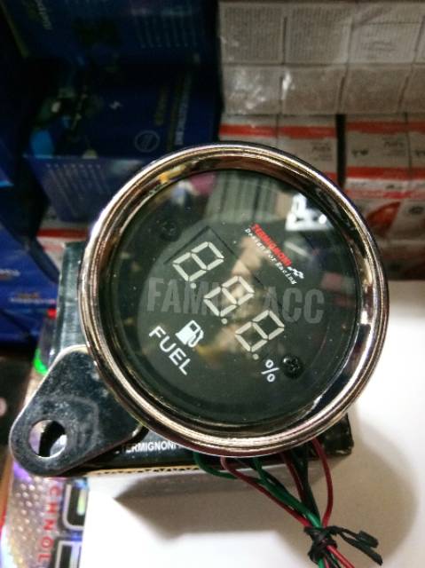 Amper Bensin Digital LED Bulat Chrome For Motor Universal
