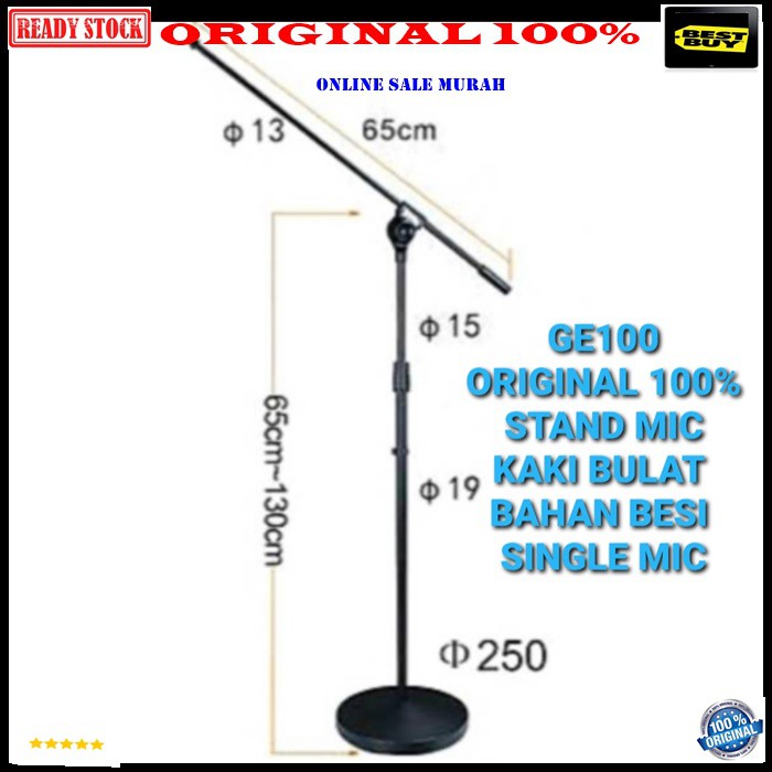 G100 Original 100% stand mic tiang mik kaki bulat plat besi tripod holder single microphone tempat mikrophone gantungan karaoke BUNDAR gantungan pegangang studio audio sound system profesional pro G100   STAND MIC KAKI BULAT PLAT BESI  BISA SEGALA JENIS M