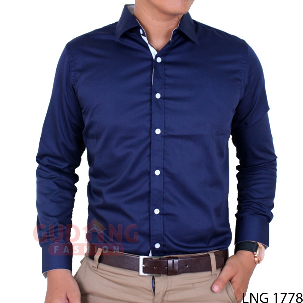 Kemeja Slim Fit Panjang Casual Pria Kekinian - LNG 1778