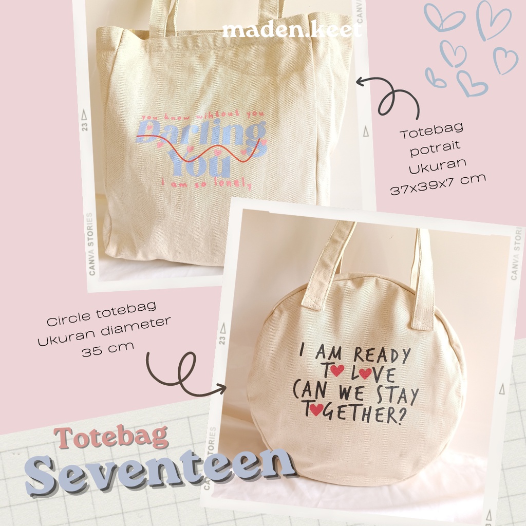 Seventeen Totebag Canvas Twill Tebal / Ada ritsleting