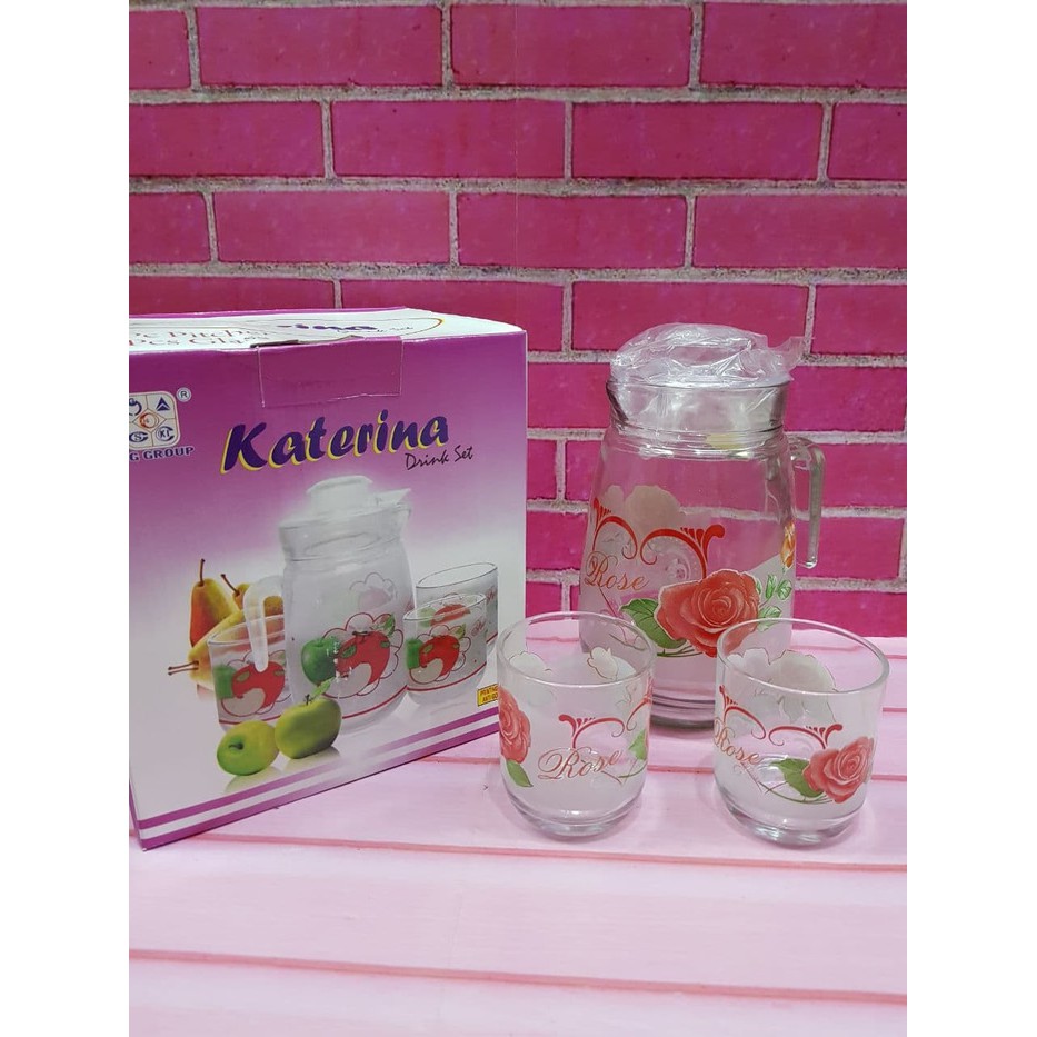 Katerina Drink Set Glass Set Gelas Set Pitcher 1.25 Liter