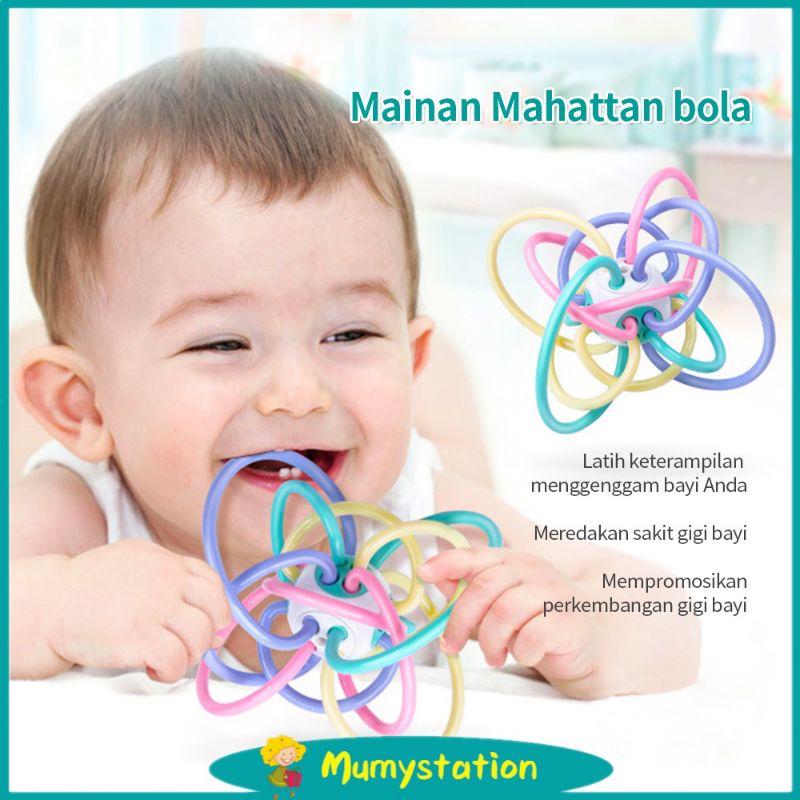 [rumahbayipdg] MAINAN GIGITAN BAYI TEETHER BOLA MANHATTAN BAHAN SILICONE LEMBUT MUDAH DIPEGANG