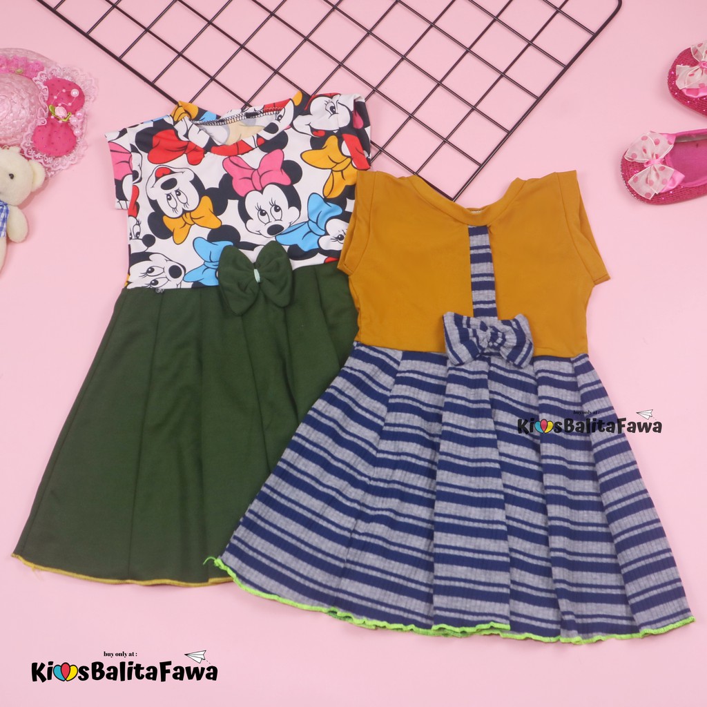 Dress Lala uk 3-12 bulan TYPE C / Dress Baby Perempuan Cewek Baju Batik Casual Pesta Gaun Polos Lucu