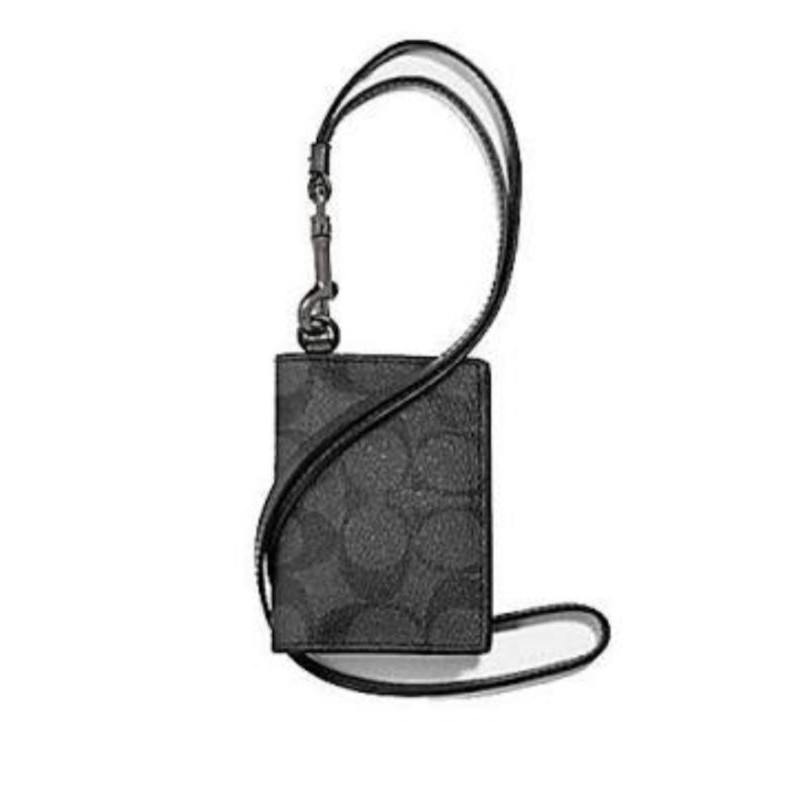 Coach Lanyard Id Card Signature Charcoal/Black Ori