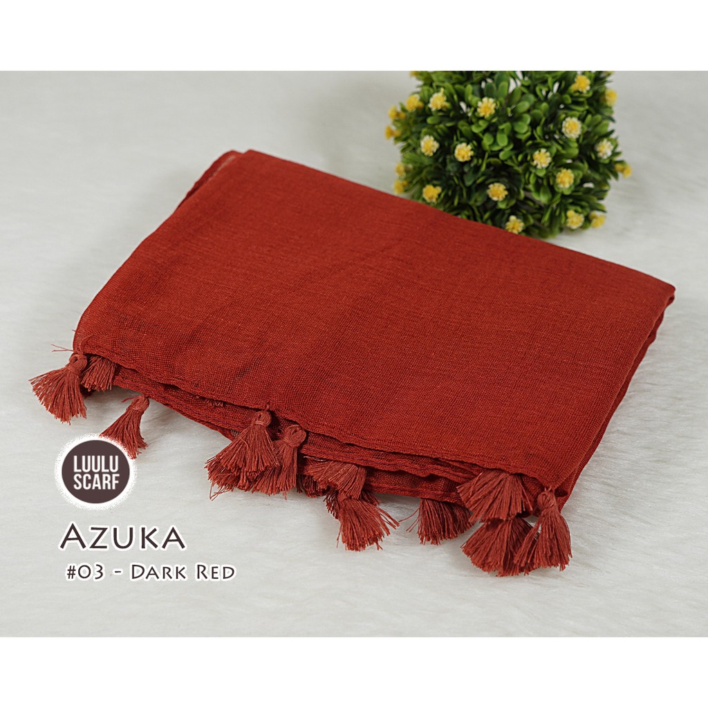 Pashmina Polos Tassel bahan Paris Viscose - AZUKA by Luulu Scarf-#03 - Dark Red