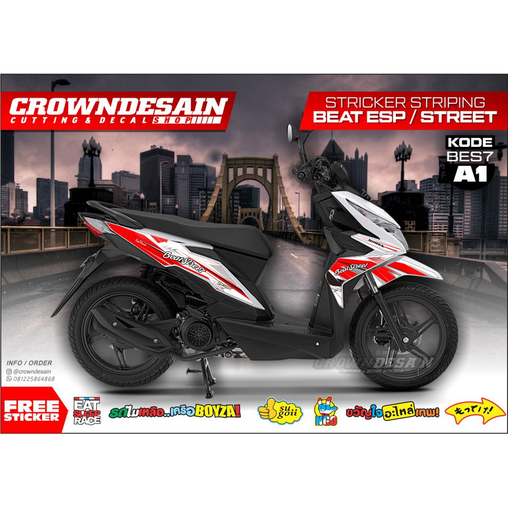 DISKON Sticker Striping Motor Beat Esp  Street Aksesoris Motor Striping Beat Street ESP